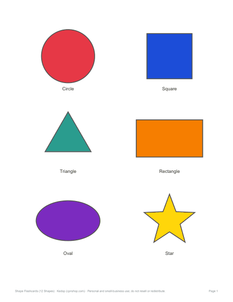 Preview of the first page of Colour shape cards