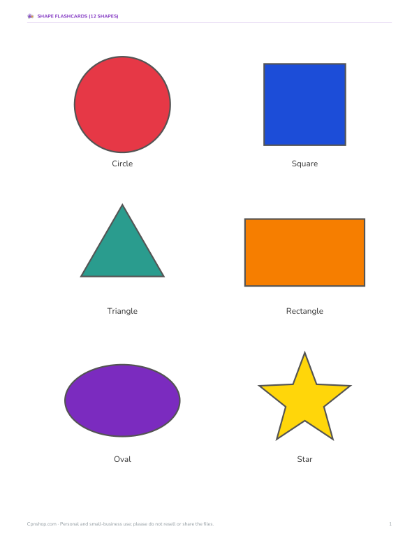Preview of Printable Colour Shape Cards